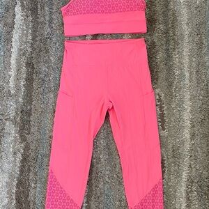 Zyia Women's Size 8 10 and Large Pink Activewear Set leggings and sports bra